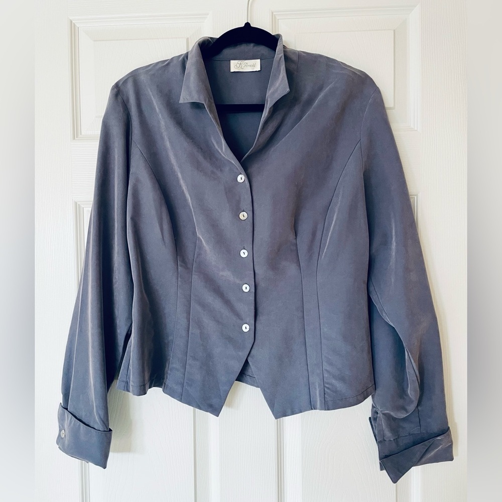 K. Arnold | Collared Blouse | Pointed Hem | Princess Seams